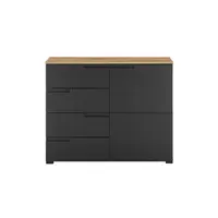 MID.YOU KOMODA, černá, barvy dubu, 100/80/40 cm