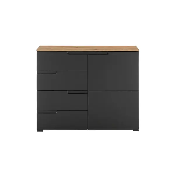 MID.YOU KOMODA, černá, barvy dubu, 100/80/40 cm