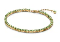 Pandora Tenisový pozlacený náramek se zelenými zirkony Timeless Shine 561469C02 18 cm