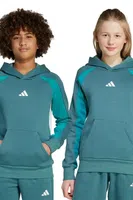 Dětská mikina adidas zelená barva, s kapucí, vzorovaná, JW2490