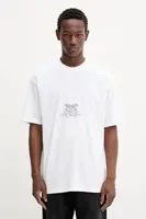 Bavlněné tričko HUGO Duarms pánské, béžová barva, s potiskem, 50542817