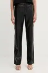 Kožené kalhoty MICHAEL Michael Kors dámské, černá barva, high waist, MT530UWFAF