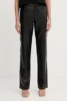 Kožené kalhoty MICHAEL Michael Kors dámské, černá barva, high waist, MT530UWFAF