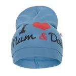 Detská čiapočka I Love Mum and Dad modrá, vel. 9-18 m