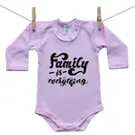 Boodyy Ružové Body s dlhým rukávom Family is everything 86 (12-18 mesiacov)