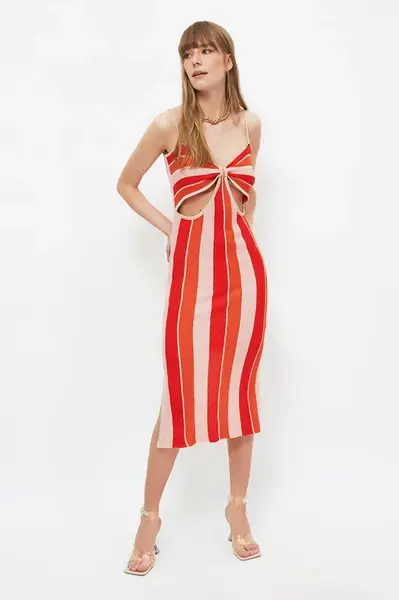 Trendyol Multi Color Cutout Detailní pletené šaty