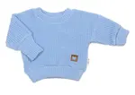 Rastúci oversize pletený svetrík pre bábätko, sv. modrý
