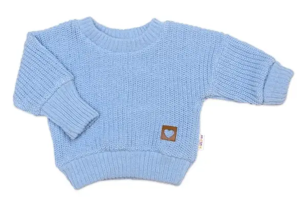 Rastúci oversize pletený svetrík pre bábätko, sv. modrý