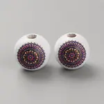 Printed Wood European Beads
