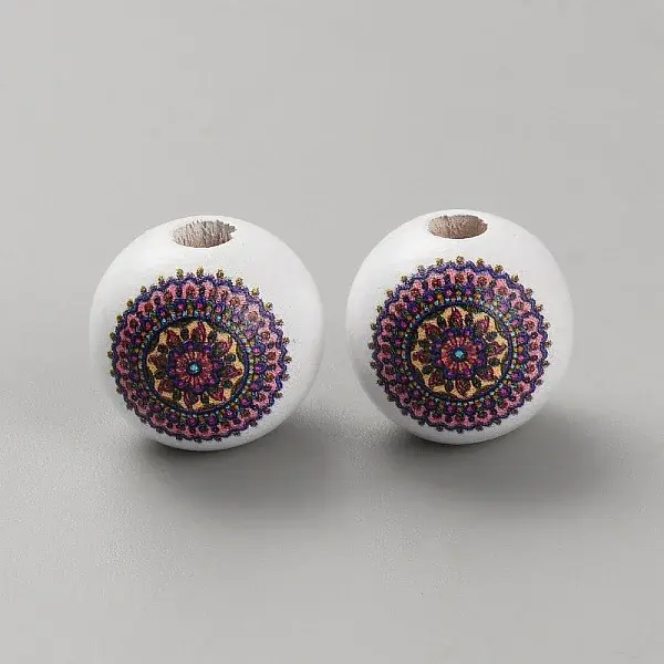 Printed Wood European Beads