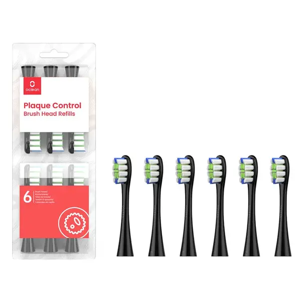 OCLEAN Náhradní hlavice Plaque Control Medium P1C5 B06 Černé 6 kusy