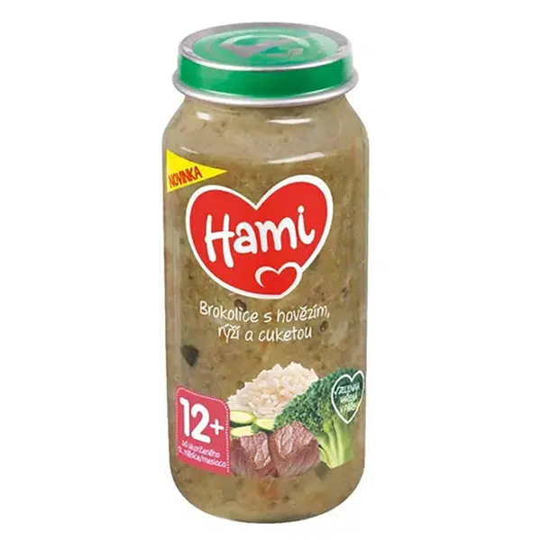 HAMI Masozeleninový příkrm brokolice s hovězím, rýží a cuketou 12m+ 250 g