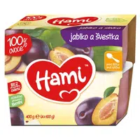 HAMI První lžička 100% ovoce Švestka a jablko od 4.měsíce 4x100 g