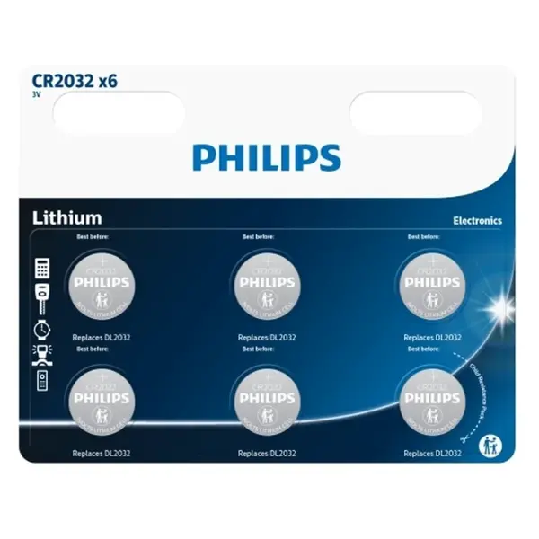 PHILIPS CR2032P6/01B  knoflíková baterie 6 kusů