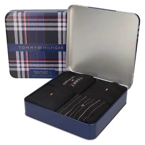 Dárková sada ponožek Tommy Hilfiger Cedric, textilní − černá, 4 páry
