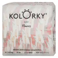KOLORKY DAY Jednorázové EKO plenky květy M (5-8 kg) 21 kusů