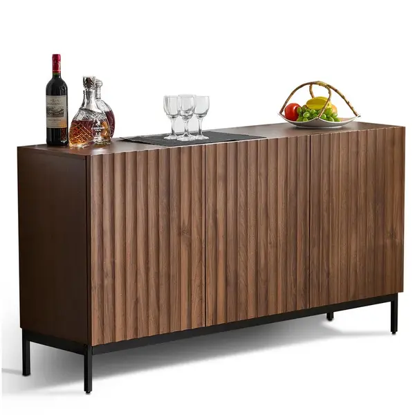 Modenvie SIDEBOARD 150/40/80 cm z MDF a dřevotřísky, tmavě hnědý, se 3D vlnitými dvířky