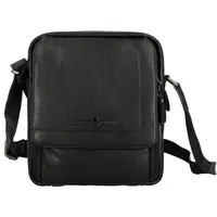 Pánska kožená crossbody taška čierna - Greenwood Vaios