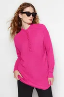Trendyol Pink Button Detailed Comfortable Knitwear Sweater