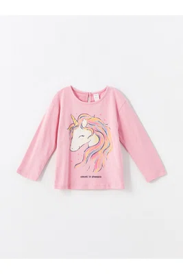 LC Waikiki LCW Crew Neck Long Sleeve Printed Baby Girl T-Shirt