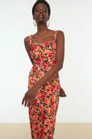 Trendyol Multi-colored Frill Detailed Evening Dress