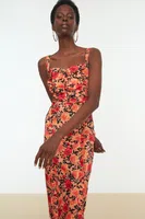 Trendyol Multi-colored Frill Detailed Evening Dress
