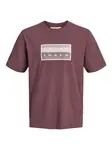 JACK & JONES Tričko 'JCOFusion'  bordová / biela