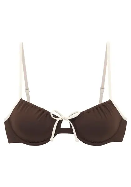 Copenhagen Studios Bikinový top 'Mix-Kini'  tmavohnedá / biela ako vlna