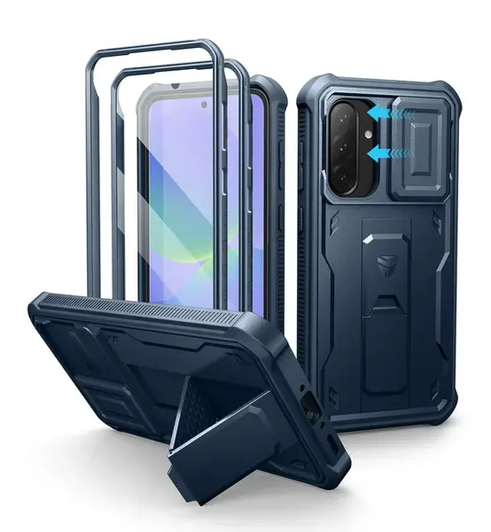 Dexnor 360 Kickstand Camprotector obal Samsung Galaxy A36, modrý