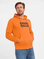 Ombre Men's kangaroo sweatshirt with hood and print - orange