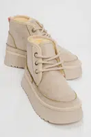 LuviShoes Ovela Women's Beige Thick Sole Laced Sports Boots