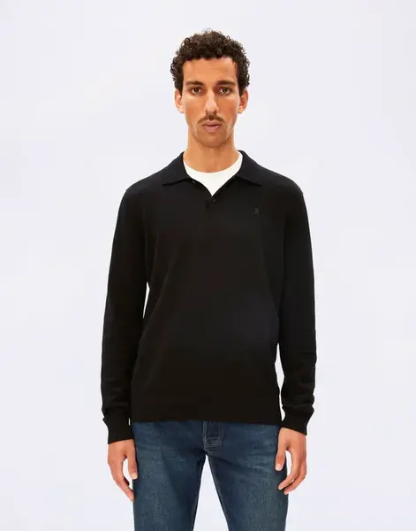 Armedangels Knit Longsleeve Poloshirt 105 black M