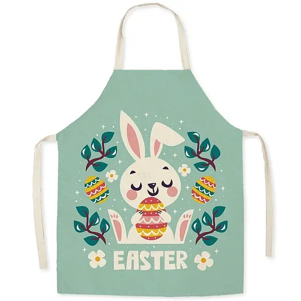 Cute Easter Rabbit Pattern Polyester Sleeveless Apron