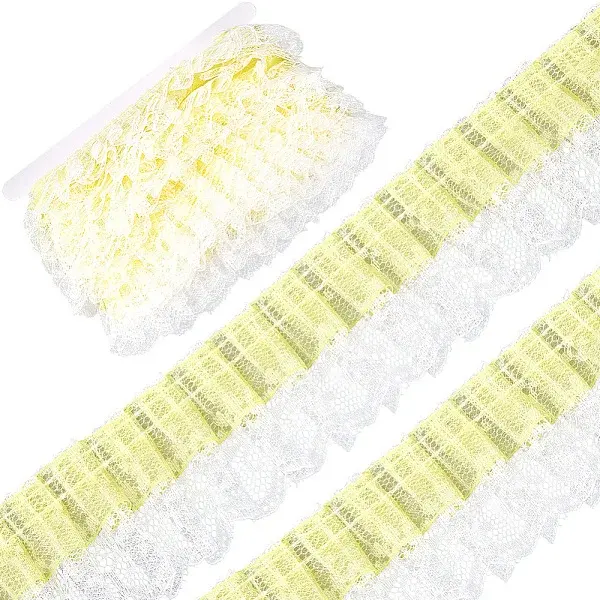 10 Yards Double Layer Polyester Organza Pleated Lace Trim Ribbons
