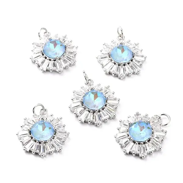 Brass Micro Pave Cubic Zirconia Pendants