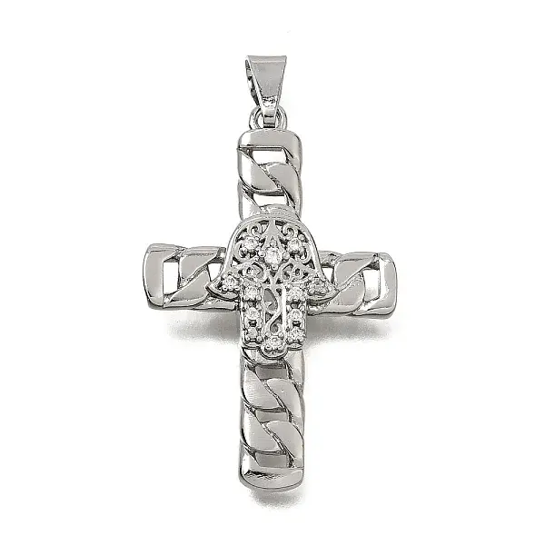 Brass Micro Pave Clear Cubic Zirconia Pendants