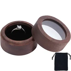 Round Wood Ring Storage Boxes