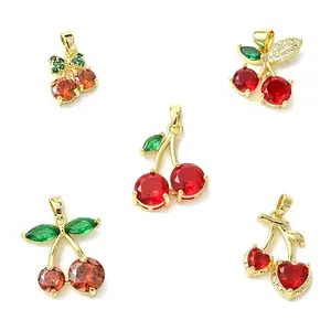 5Pcs 5 Styles Brass Micro Pave Cubic Zirconia Charms