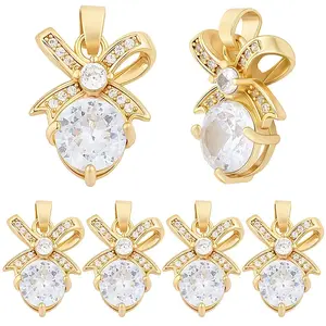 8Pcs Brass Micro Pave Cubic Zirconia Pendants