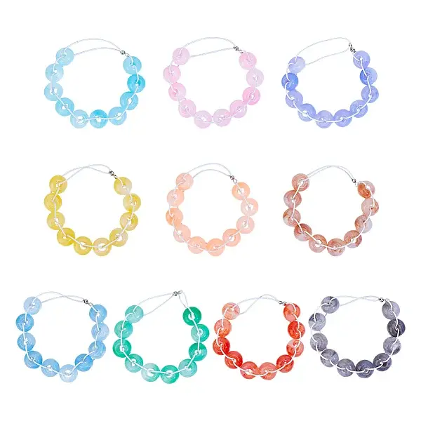 10Pcs 10 Colors Elastic Cords and Acrylic Golf Beads Count Stroke Score Counter