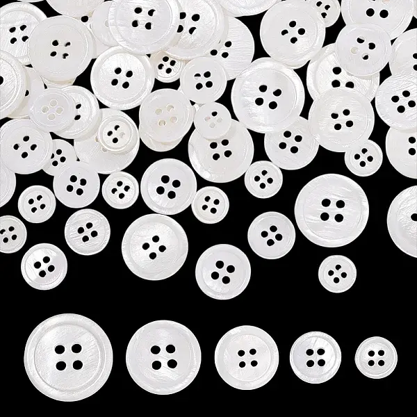 100Pcs 5 Styles 4-Hole Shell Buttons