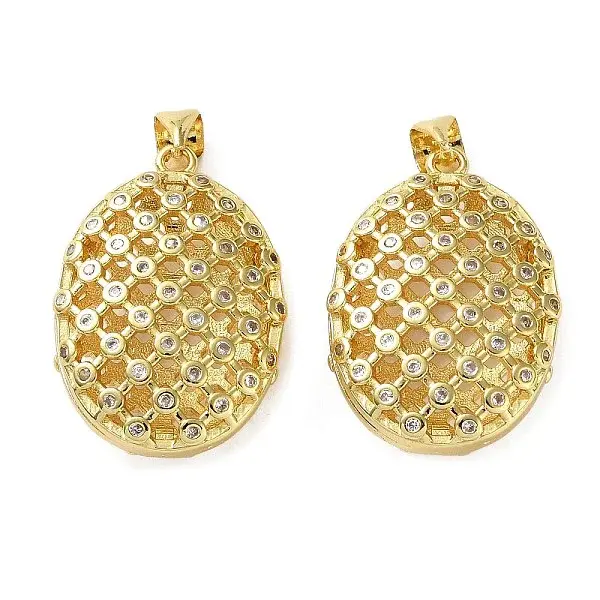 Brass Micro Pave Clear Cubic Zirconia Pendants