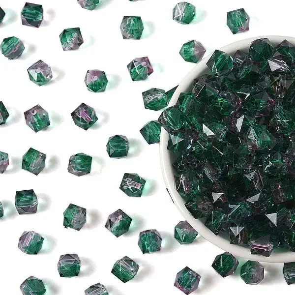 300Pcs Two Tone Transparent Spray Painted Acrylic Beads