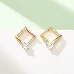 Brass Micro Pave Cubic Zirconia Stud Earrings