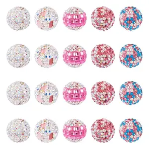 20Pcs 5 Style Polymer Clay Rhinestone Beads