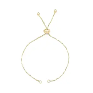 Brass Box Chains Slider Bracelet Making with Tiny Ball Charms