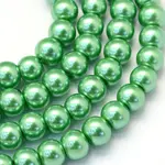 Baking Paint Pearlized Glass Pearl Round Bead Strands