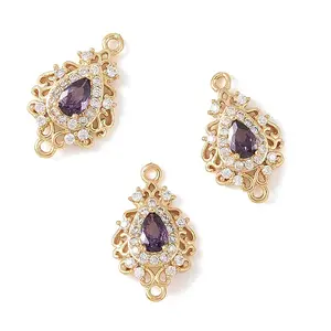 3Pcs Brass Micro Pave Cubic Zirconia Links Connectors