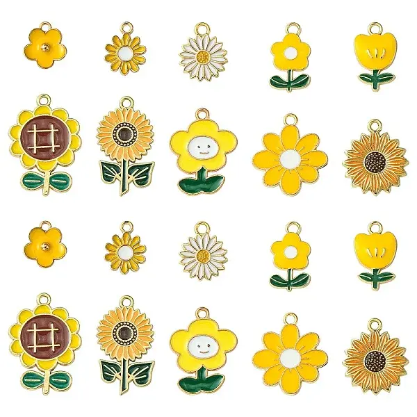 30Pcs 10 Styles Alloy Enamel Pendants