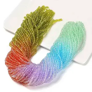 Transparent Painted Glass Beads Strands